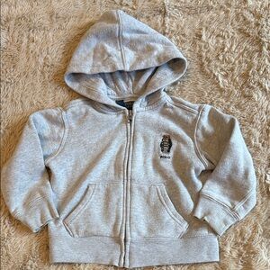 Polo by Ralph Lauren 2t Kids Light Gray Zip-Up Hoodie with iconic polo Bear